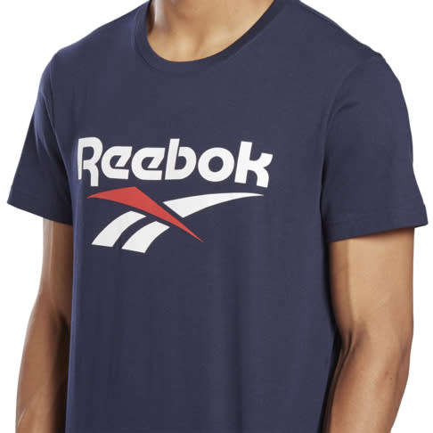 REEBOK Men`s Classic Vector T-shirt Navy EW3454 - Size Large