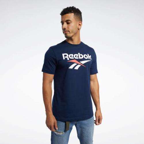 REEBOK Men`s Classic Vector T-shirt Navy EW3454 - Size Large