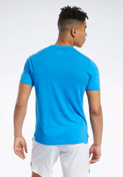 REEBOK Men`s GS Stacked Tee Horizon Blue EW3850 - Size Medium