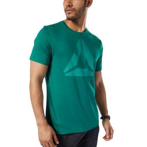 REEBOK Men`s Graphic Series One Series Shift Blur Tee Clover Green EC2086 - Size Large
