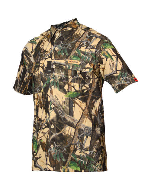 SNIPER AFRICA Men`s Adventure Short Sleeve Hunting Shirt 3D Camo TDAS - Size L