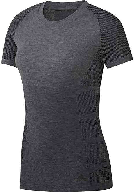 ADIDAS Women`s Ultra Primeknit Wool Tee Grey Four/Black CF6003 - Size M