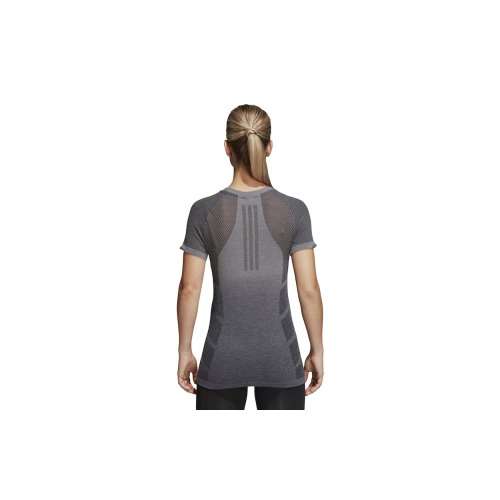 ADIDAS Women`s Ultra Primeknit Wool Tee Grey Four/Black CF6003 - Size M