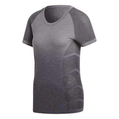 ADIDAS Women`s Ultra Primeknit Wool Tee Grey Four/Black CF6003 - Size M