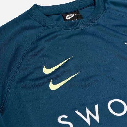 Nike Men`s Sweatshirt Swoosh Crew Blue Force/Barely Volt CJ4840-499 - Size Medium