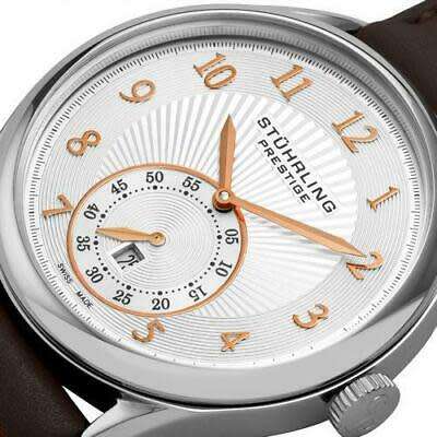 *Retail R10610*  STUHRLING Men`s Prestige 171B3 331K2 Swiss Adamant Auto Date Brown Strap Watch