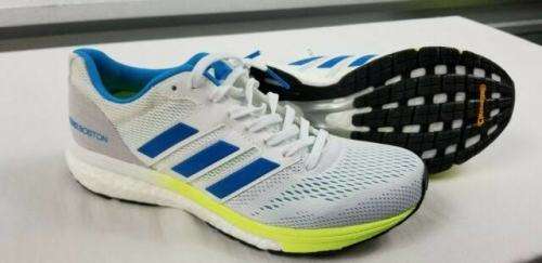 Adidas Women`s Adizero Boston 7 Shoes B37385 Cloud White/Shock Cyan/Hi-Res Yellow - Size 4