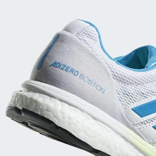 Adidas Women`s Adizero Boston 7 Shoes B37385 Cloud White/Shock Cyan/Hi-Res Yellow - Size 4