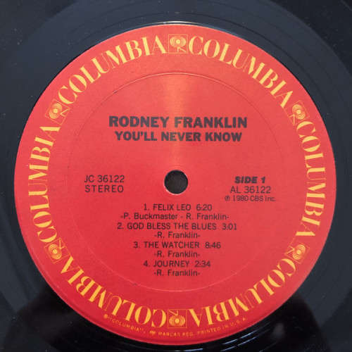 Rodney Franklin  You'll Never Know -  Columbia  JC 36122 - (VG+)(VG+)