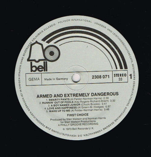 First Choice  Armed And Extremely Dangerous -  Bell Records  2308 071 )(NM)(NM) LP