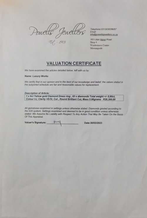 9ct Yellow Gold 0.80ct Diamond Dress Ring - Evaluation included - R 28 300