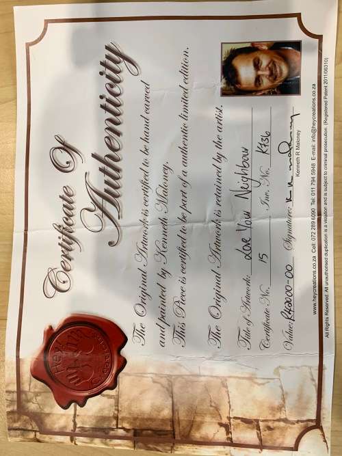 Kenneth R Maloney's - Love Your Neigbour (2,2m by 1,1m) - 15, K736