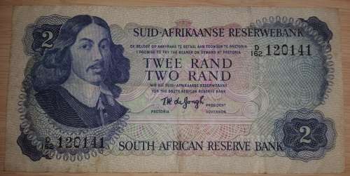 SOUTH AFRICA 2 RAND NOTE TW DE JONGH @ LOW START R1 AUCTION