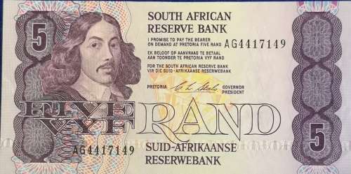 South African Reserve Bank FIVE RAND note, CL Stals