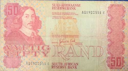 South African Reserve Bank FIFTY RAND note, Gerhard de Kock