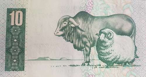 5 South African TEN RAND notes, T.W de Jongh