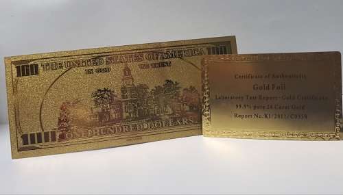 AMERICAN 100 DOLLORS 24 CT GOLD FOIL NOTE