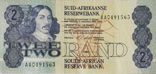 SOUTH AFRICAN TWO RAND BANKNOTE,CL STALS,AA0491563