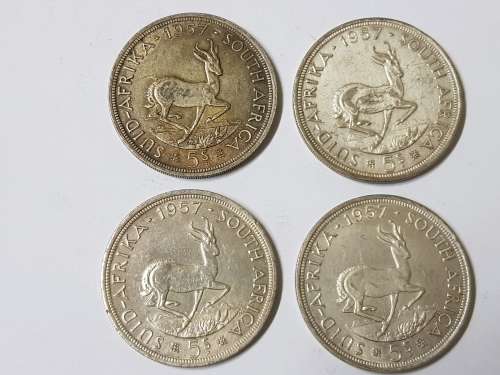 SOUTH AFRICAN 5 SHILLING COINS,1957
