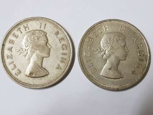 SOUTH AFRICAN 5 SHILLING COINS,1953