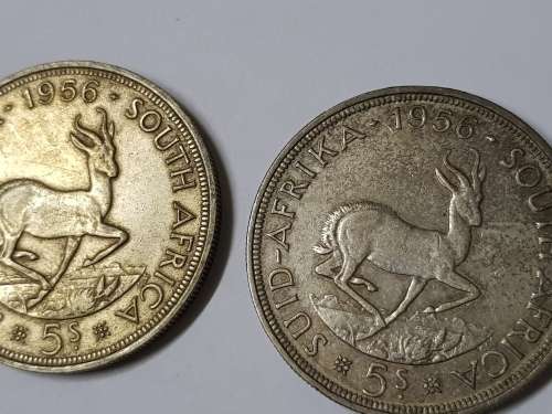 SOUTH AFRICAN 5 SHILLING COIN,1956