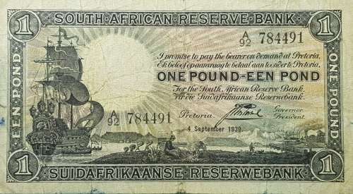 SOUTH AFRICAN ONE POUND BANKNOTE,J POSTMUS,784491