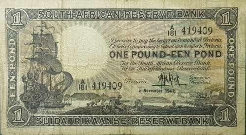 SOUTH AFRICAN ONE POUND BANKNOTE,MH DE KOCK,419409