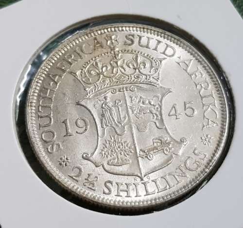 SOUTH AFRICAN 2 1/2 SHILLING 1945,UNC