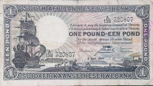 SOUTH AFRICAN ONE POUND BANKNOTE,J POSTMUS,320807