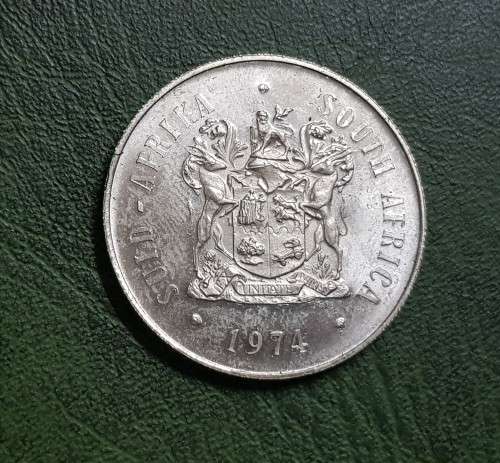 SOUTH AFRICAN ONE RAND COIN,1974