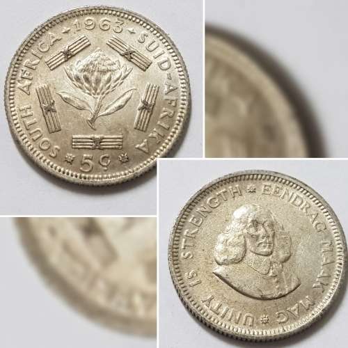SOUTH AFRICAN 5c COIN 1963