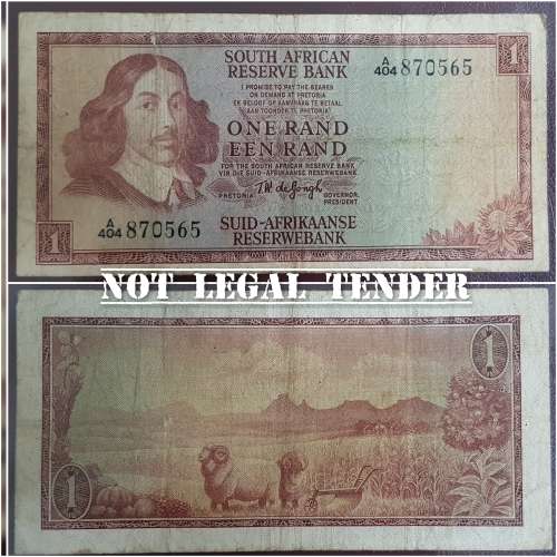 SOUTH AFRICAN ONE RAND BANKNOTE,T.W DE JONGH,870565