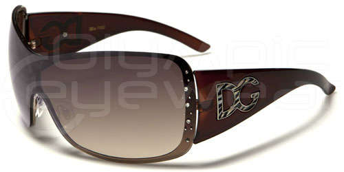 Brown  DG Womens Rhinestone Fashion Designer Sunglasses
