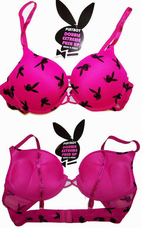 NWT PLAYBOY Bunny Add 2 Cup Sizes HOT PINK Bombshell Extreme Push Up Bra 34B