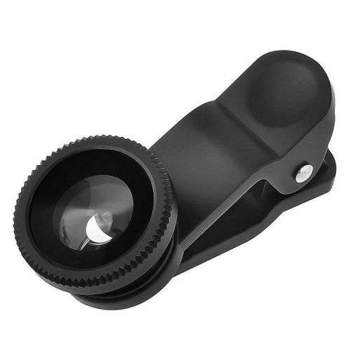 3in1 Fish Eye + Wide Angle Micro Lens Camera Kit for Phone - Black