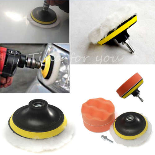 7PCS 3 inch Polishing Buffer Sponge Pad Set + Drill Adapter For Car Polisher