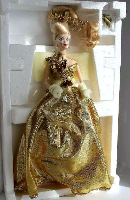 Barbie Collector Limited Edition Gold Sensation PORCELAIN Barbie Doll 1993 w/Shipper
