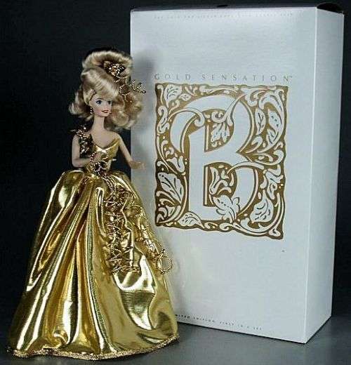 Barbie Collector Limited Edition Gold Sensation PORCELAIN Barbie Doll 1993 w/Shipper