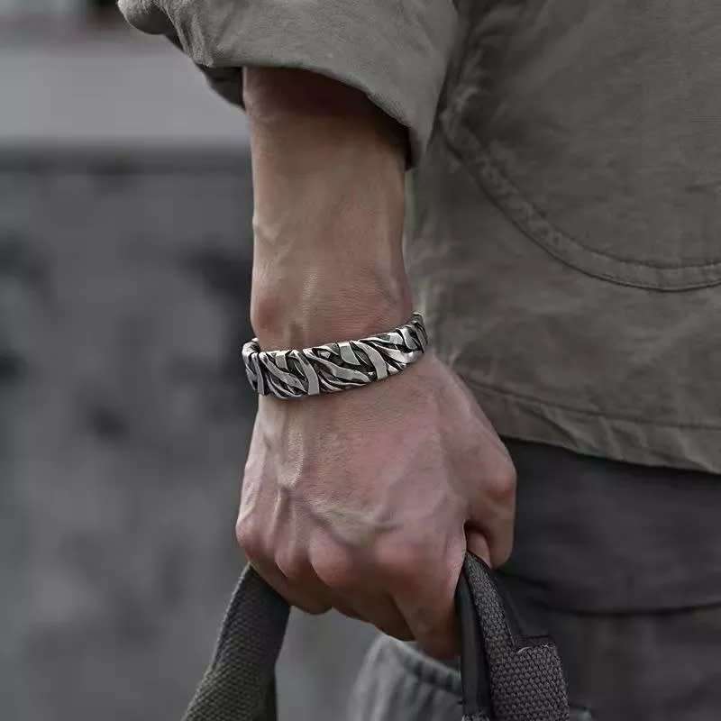 Stainless Steel Men`s open cuff Bracelet