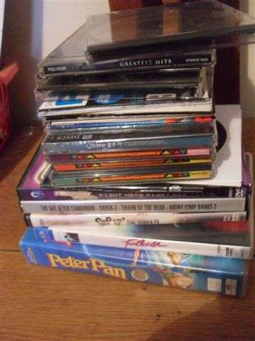 A JOBLOT OF ALLSORTS...DVDS...CDS ETC ETC ...ALL FOR 1 BID....