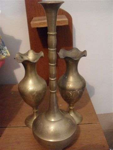 3 X BRASS VASES......