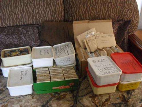 HUGE BOX OF MILLIONS OF STAMPS IN ICECREAM TUBS AND ENVELOPES...
