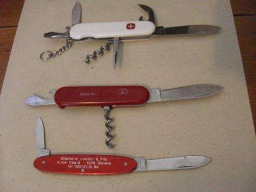 ...COLLECTABLE.....3 X VINTAGE PEN KNIVES (WENGER/ SWISS MADE)