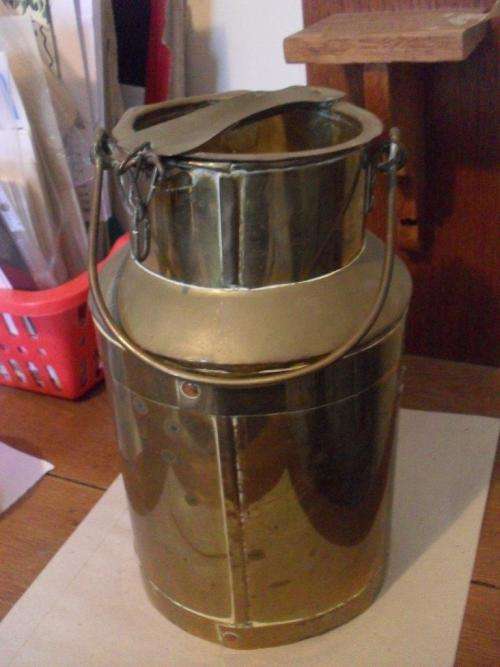 SWING ARM HANDLE BRASS MILK CAN WITH LID.....