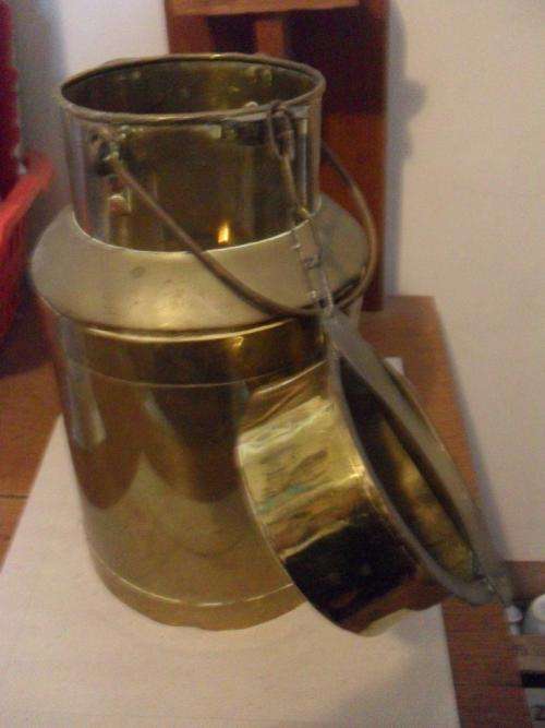 SWING ARM HANDLE BRASS MILK CAN WITH LID.....