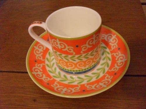 BRIGHT COLOURS ...LAST 1....MAXWELL & WILLIAMS DEMITASSE DUO...VIVACIOUS PATTERN