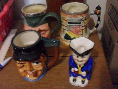 4 DIFFERENT 'TOBY' STYLE  JUGS/MUGS