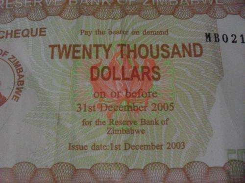 ZIMBABWE 20 THOUSAND DOLLARS NOTE.....