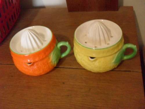 VERY RARE ...2 X VINTAGE BESWICK JUICER WITH THE TOPS TO SQUEEZE THE JUICE