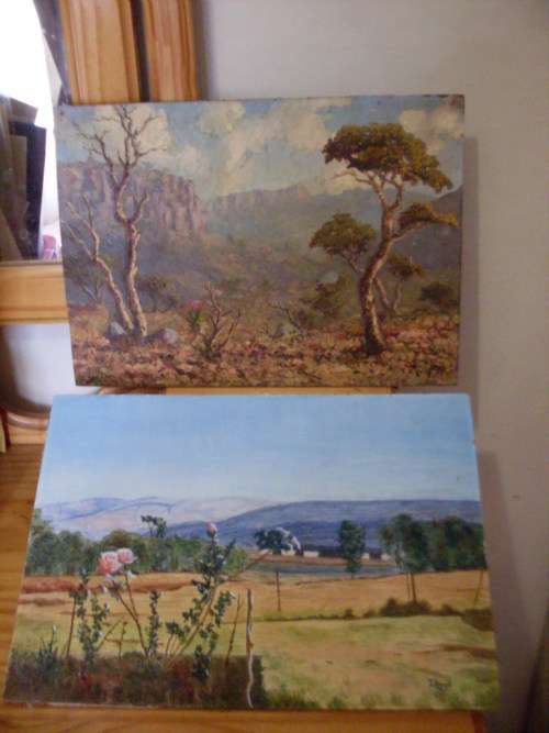 2 X SIGNED OIL ON BOARDS ...BOTH SOUTH AFRICA SCENERY
